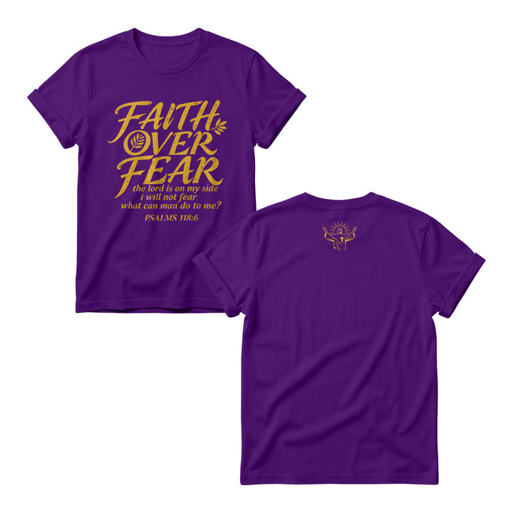 Christianartworkshop Faith Over Fear Olive Branch Psalm 118:6 Cursive Front Print Christian Women’s Crewnecks - Purple - 4XL - image 9
