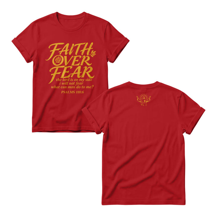 Christianartworkshop Faith Over Fear Olive Branch Psalm 118:6 Cursive Front Print Christian Women’s Crewnecks - Red - 4XL - image 10