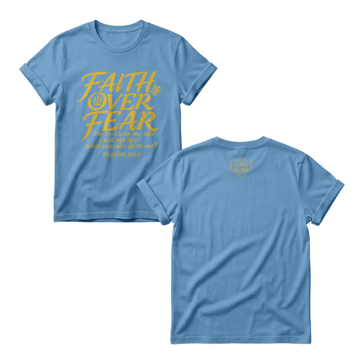 Christianartworkshop Faith Over Fear Olive Branch Psalm 118:6 Cursive Front Print Christian Women’s Crewnecks - Blue - 4XL - image 8