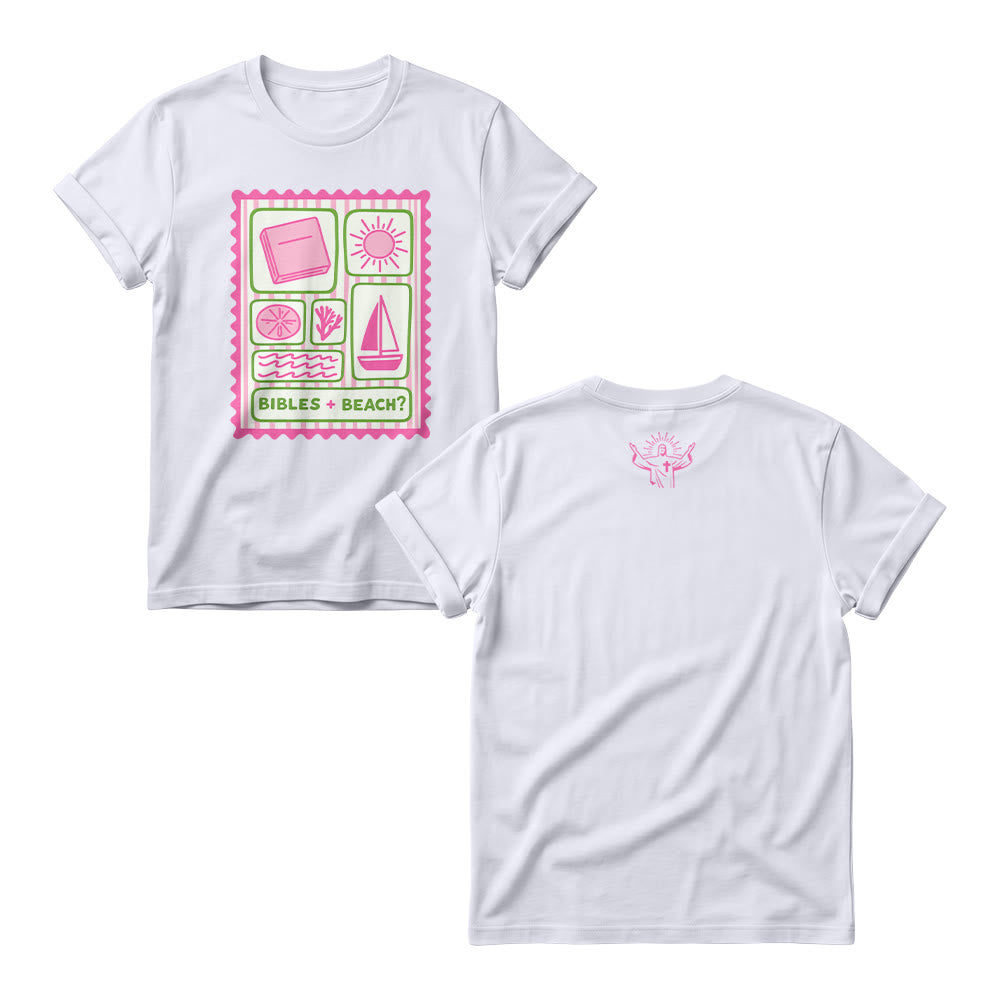Christianartworkshop Pastel Stamp Grid Bible Sun Palm Sailboat Wave Doodle Women’s Crewnecks - White - 4XL - image 1