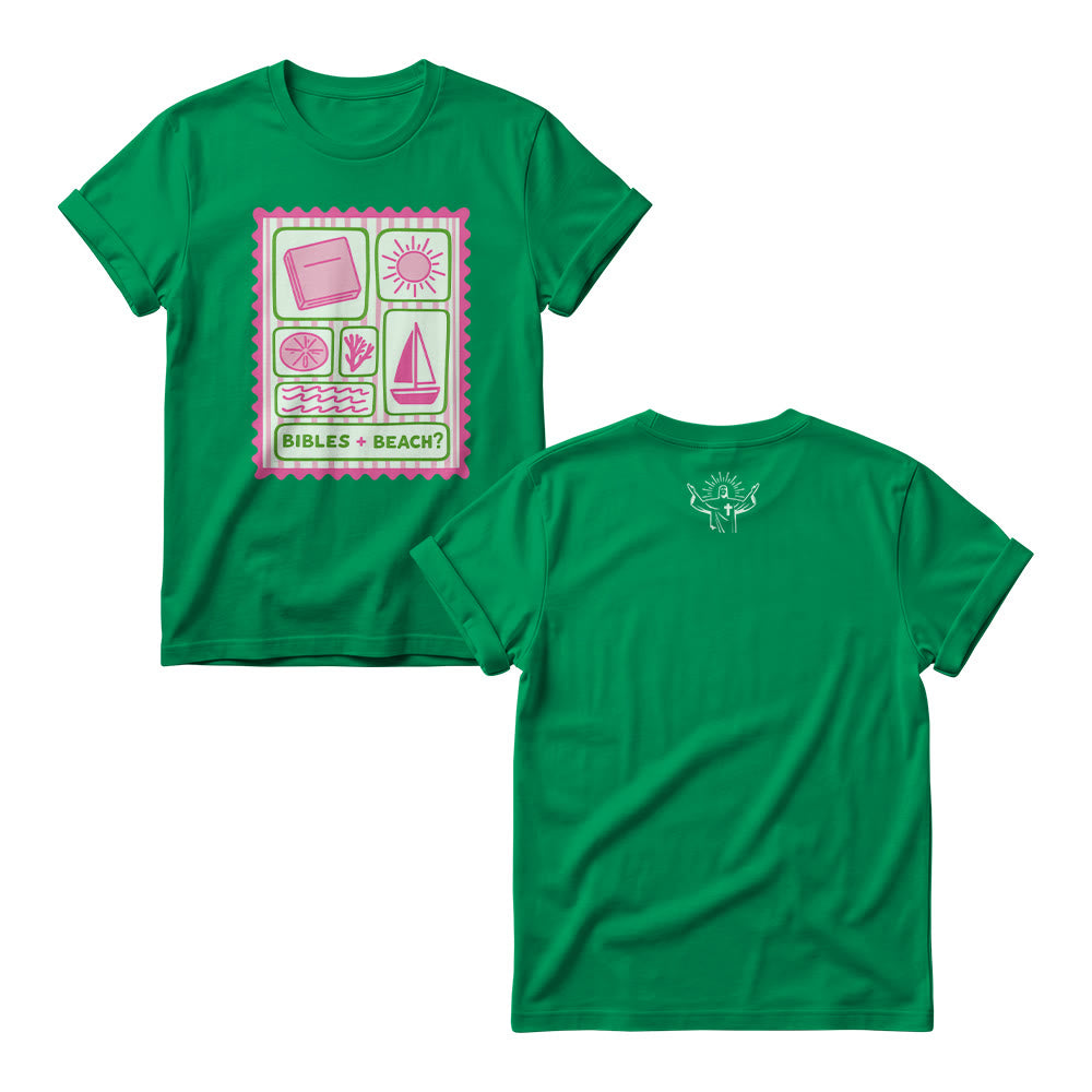 Christianartworkshop Pastel Stamp Grid Bible Sun Palm Sailboat Wave Doodle Women’s Crewnecks - Green - 4XL - image 9