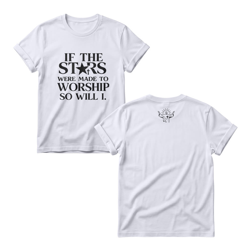 Christianartworkshop If The Stars Were Made To Worship Cross Star Replace Serif Stack Front Print  Women’s Crewnecks - White - 4XL - image 2