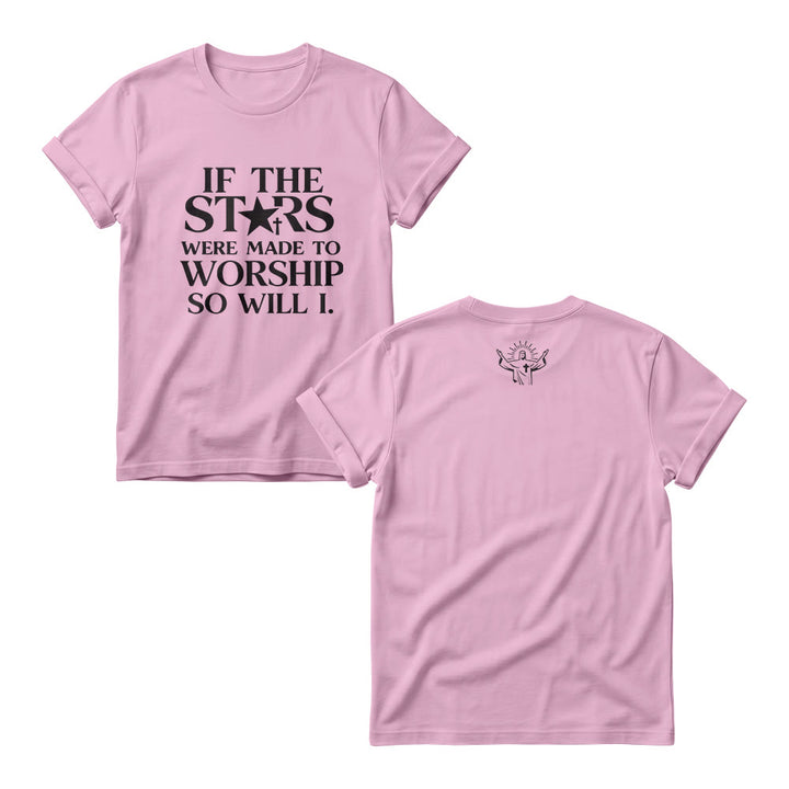 Christianartworkshop If The Stars Were Made To Worship Cross Star Replace Serif Stack Front Print  Women’s Crewnecks - Pink - 4XL - image 4