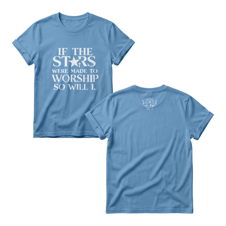 Christianartworkshop If The Stars Were Made To Worship Cross Star Replace Serif Stack Front Print  Women’s Crewnecks - Blue - 4XL - image 5