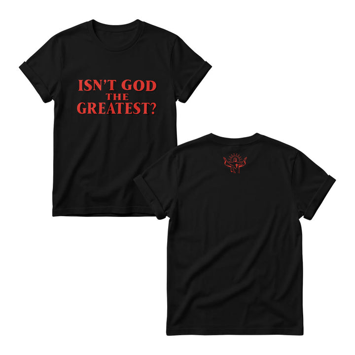 Christianartworkshop Isn’t God The Greatest Bold Contrast Outline Serif Front Print Christian Women’s Crewnecks - Black - 4XL - image 6