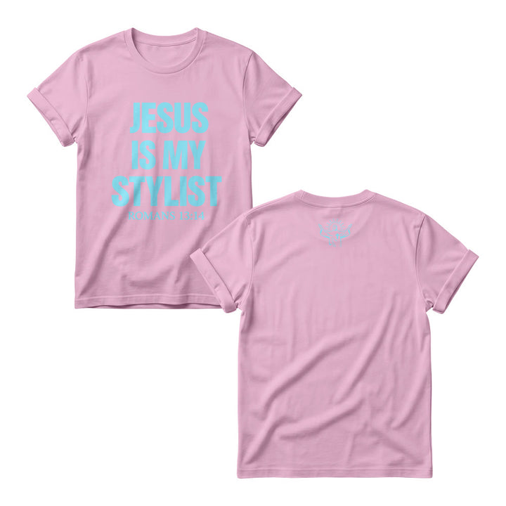 Christianartworkshop Humorous Fashion Christian Verse Gradient Text Front Graphic Women’s Crewnecks - Pink - 4XL - image 5