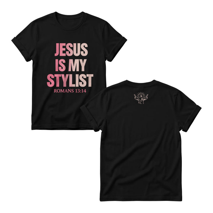 Christianartworkshop Humorous Fashion Christian Verse Gradient Text Front Graphic Women’s Crewnecks - Black - 4XL - image 1