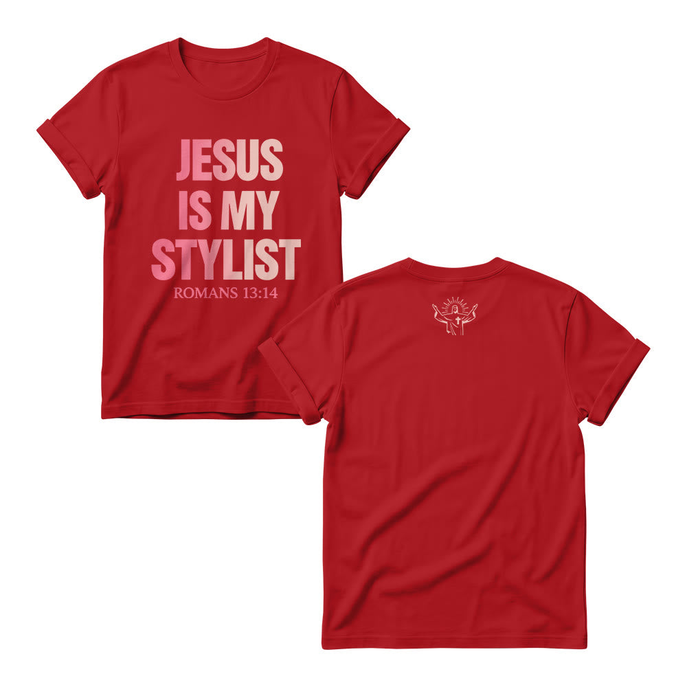 Christianartworkshop Humorous Fashion Christian Verse Gradient Text Front Graphic Women’s Crewnecks - Red - 4XL - image 8
