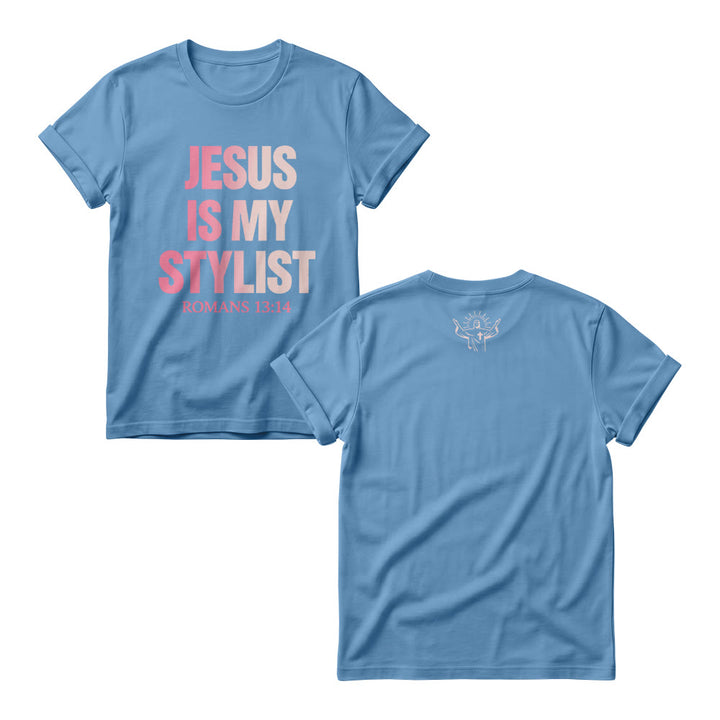 Christianartworkshop Humorous Fashion Christian Verse Gradient Text Front Graphic Women’s Crewnecks - Blue - 4XL - image 6