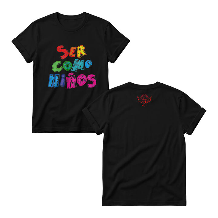 Christianartworkshop Ser Como Niños Multicolor Glossy Bubble Spanish Scripture Front Print Christian Women’s Crewnecks - Black - 4XL - image 6