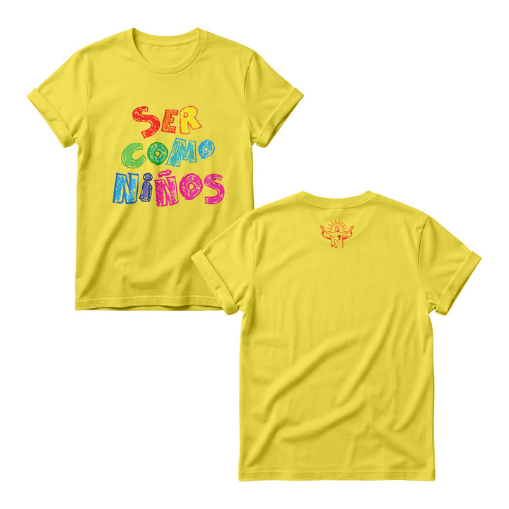 Christianartworkshop Ser Como Niños Multicolor Glossy Bubble Spanish Scripture Front Print Christian Women’s Crewnecks - Yellow - 4XL - image 3