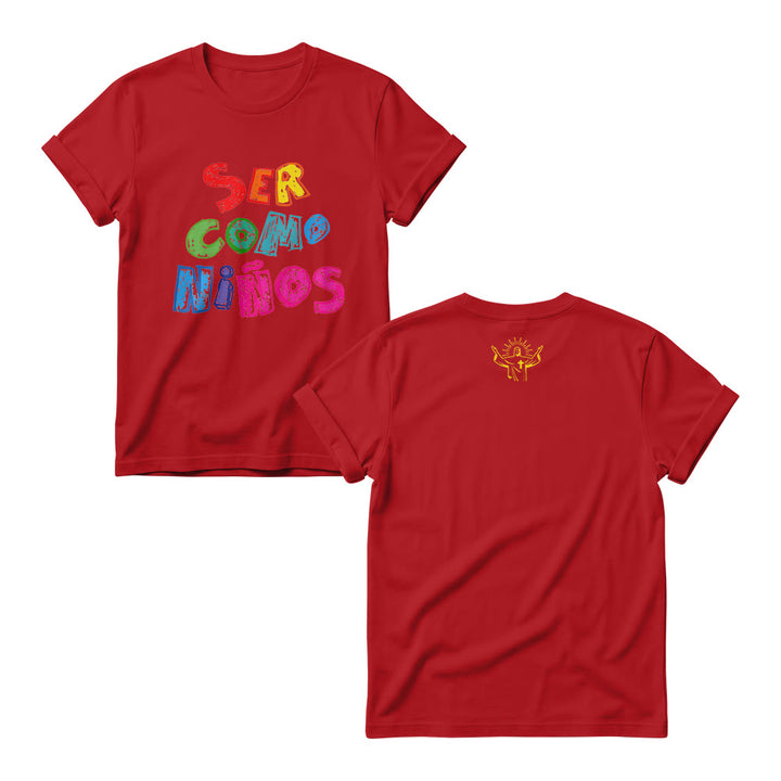 Christianartworkshop Ser Como Niños Multicolor Glossy Bubble Spanish Scripture Front Print Christian Women’s Crewnecks - Red - 4XL - image 8
