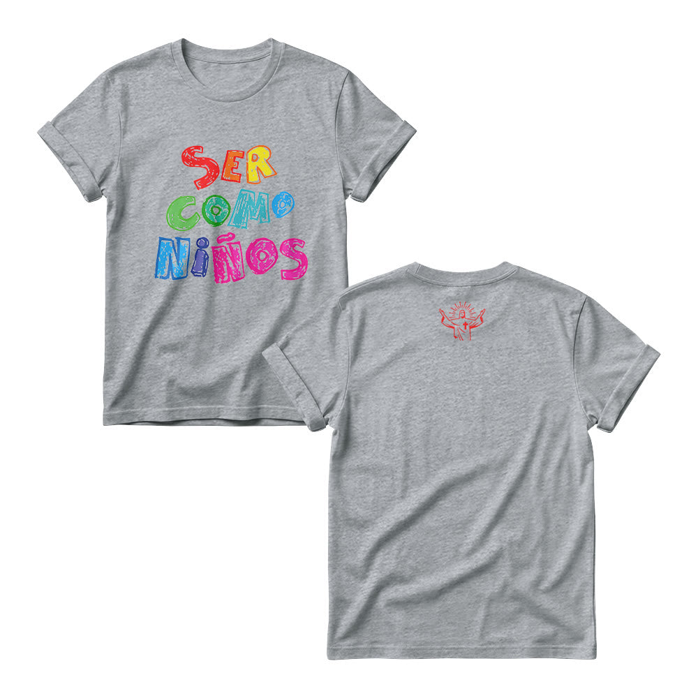 Christianartworkshop Ser Como Niños Multicolor Glossy Bubble Spanish Scripture Front Print Christian Women’s Crewnecks - Grey - 4XL - image 4