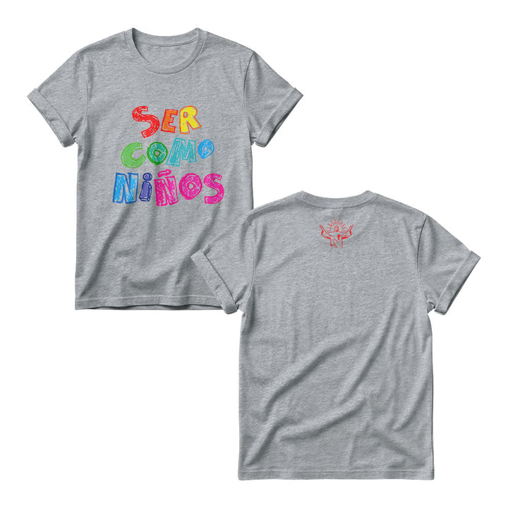 Christianartworkshop Ser Como Niños Multicolor Glossy Bubble Spanish Scripture Front Print Christian Women’s Crewnecks - Grey - 4XL - image 4