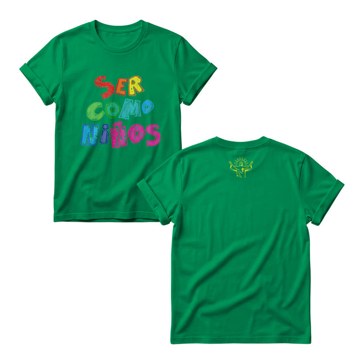 Christianartworkshop Ser Como Niños Multicolor Glossy Bubble Spanish Scripture Front Print Christian Women’s Crewnecks - Green - 4XL - image 9