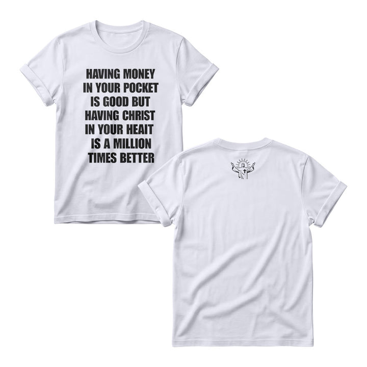 Christianartworkshop Minimal Plain Block Wealth Contrast Christ Heart Slogan Front Tiny Worship Graphic Back Women’s Crewnecks - White - 4XL - image 3