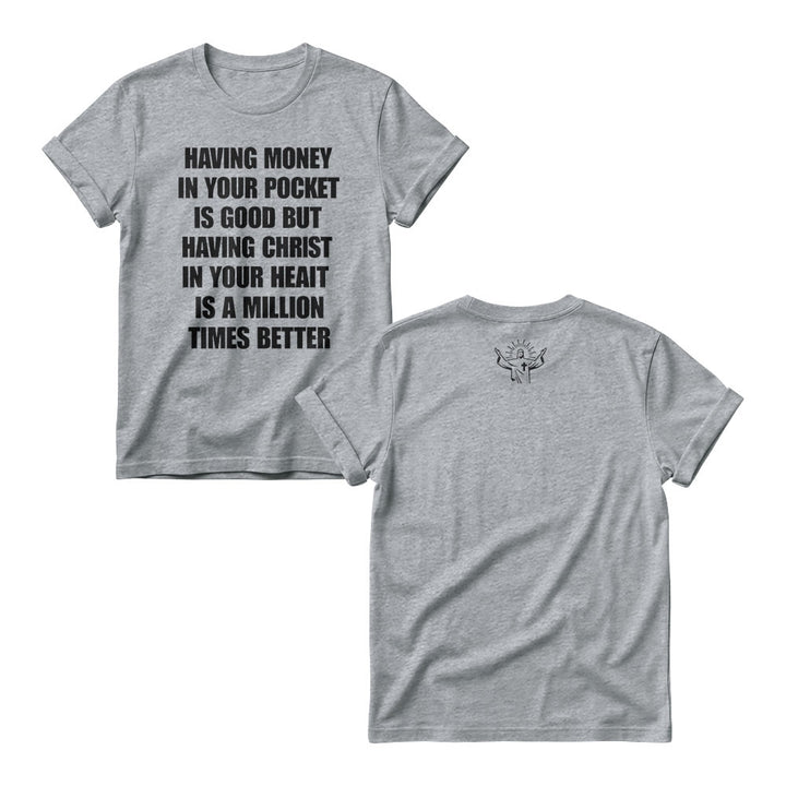 Christianartworkshop Minimal Plain Block Wealth Contrast Christ Heart Slogan Front Tiny Worship Graphic Back Women’s Crewnecks - Grey - 4XL - image 5