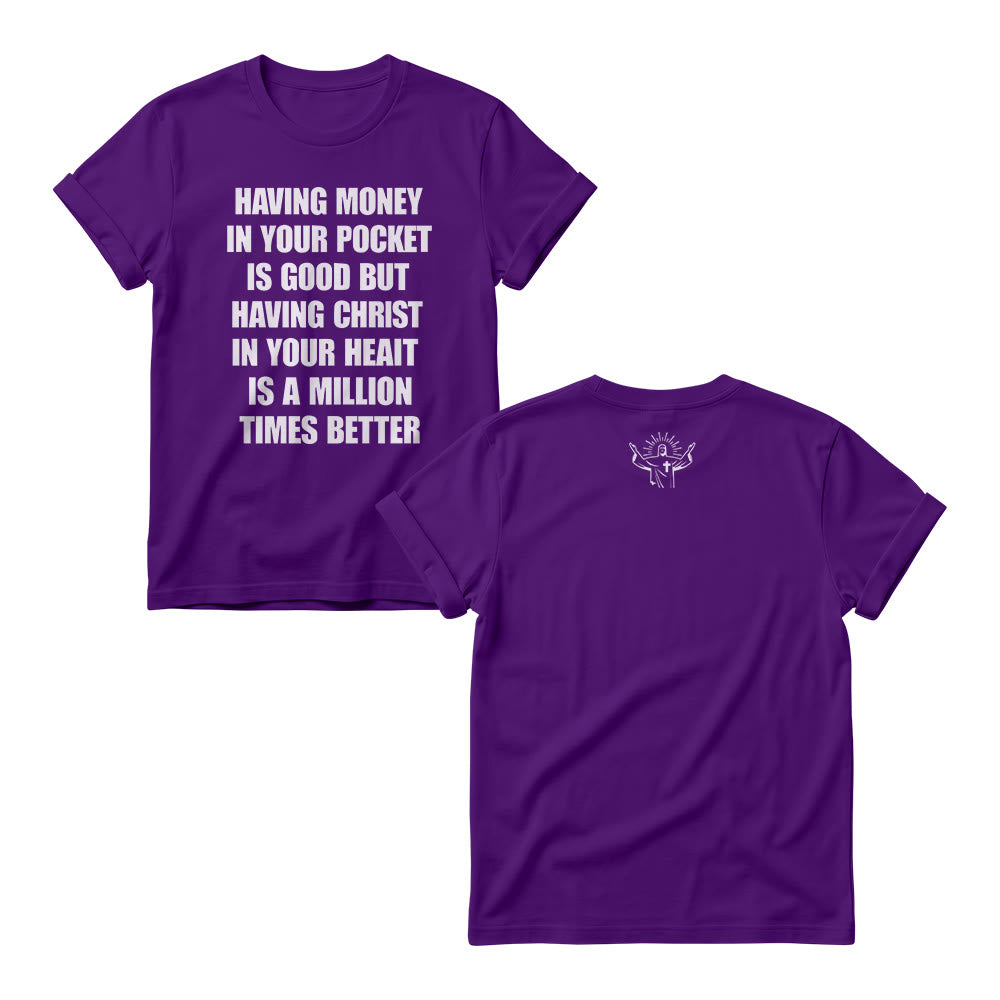 Christianartworkshop Minimal Plain Block Wealth Contrast Christ Heart Slogan Front Tiny Worship Graphic Back Women’s Crewnecks - Purple - 4XL - image 8