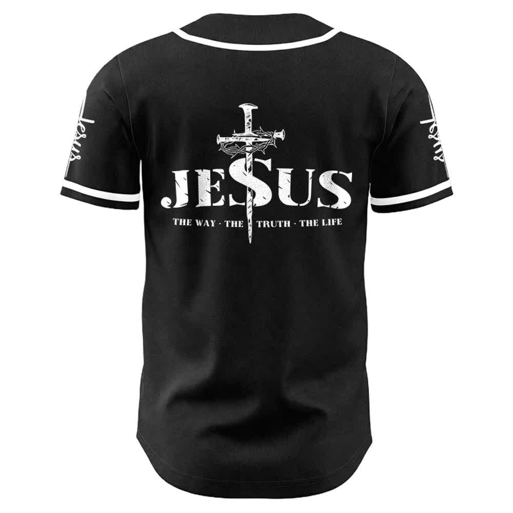 Christianartworkshop Jesus Cross Nail and Crown of Thorns Baseball Jersey - image 5