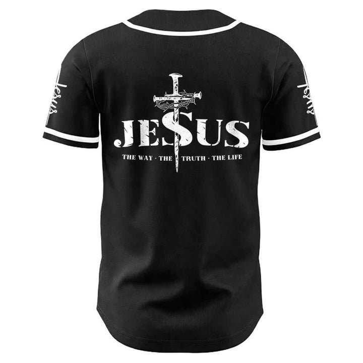 Christianartworkshop Jesus Cross Nail and Crown of Thorns Baseball Jersey - image 5