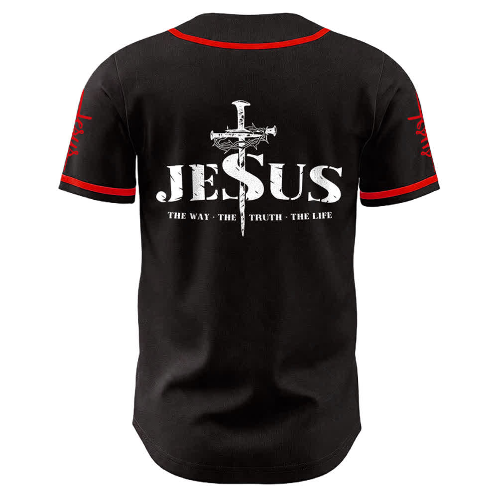 Christianartworkshop Jesus Cross Nail and Crown of Thorns Baseball Jersey - image 8