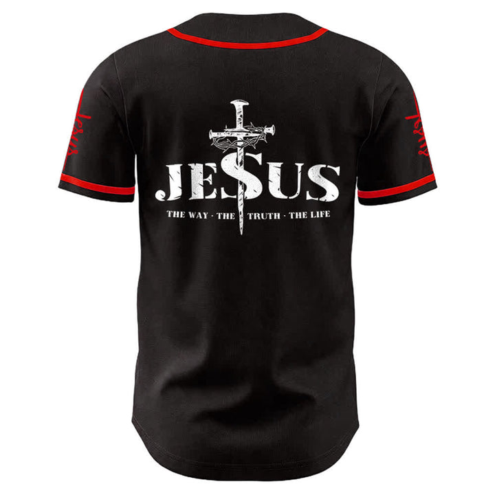 Christianartworkshop Jesus Cross Nail and Crown of Thorns Baseball Jersey - image 8