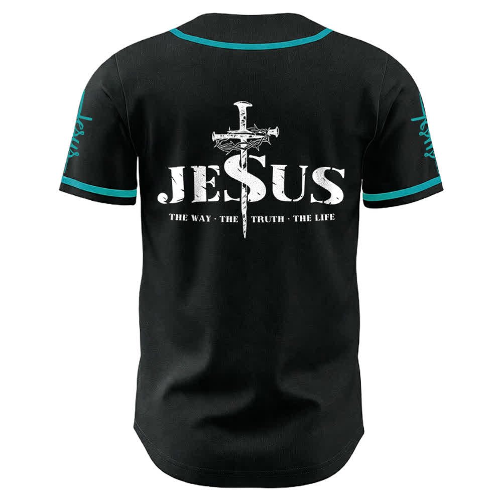Christianartworkshop Jesus Cross Nail and Crown of Thorns Baseball Jersey - image 15