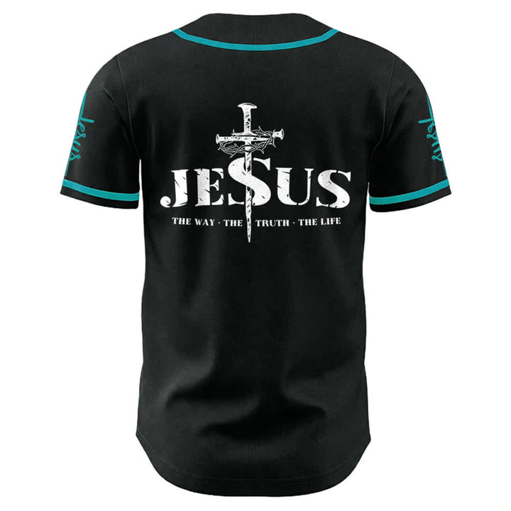Christianartworkshop Jesus Cross Nail and Crown of Thorns Baseball Jersey - image 15