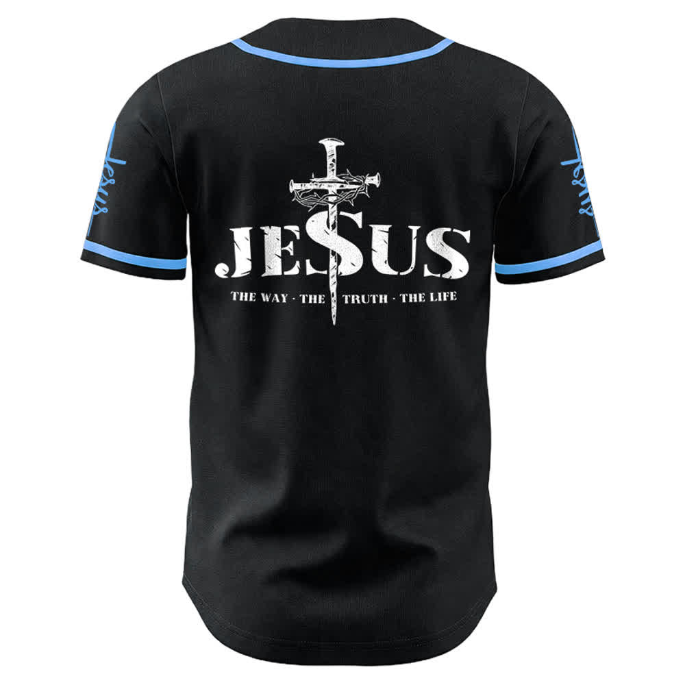 Christianartworkshop Jesus Cross Nail and Crown of Thorns Baseball Jersey - image 17