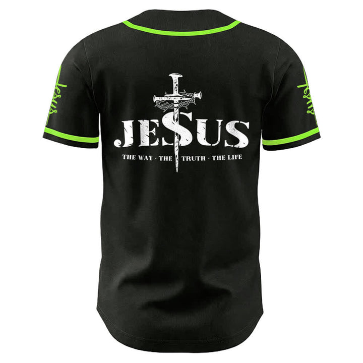 Christianartworkshop Jesus Cross Nail and Crown of Thorns Baseball Jersey - image 24