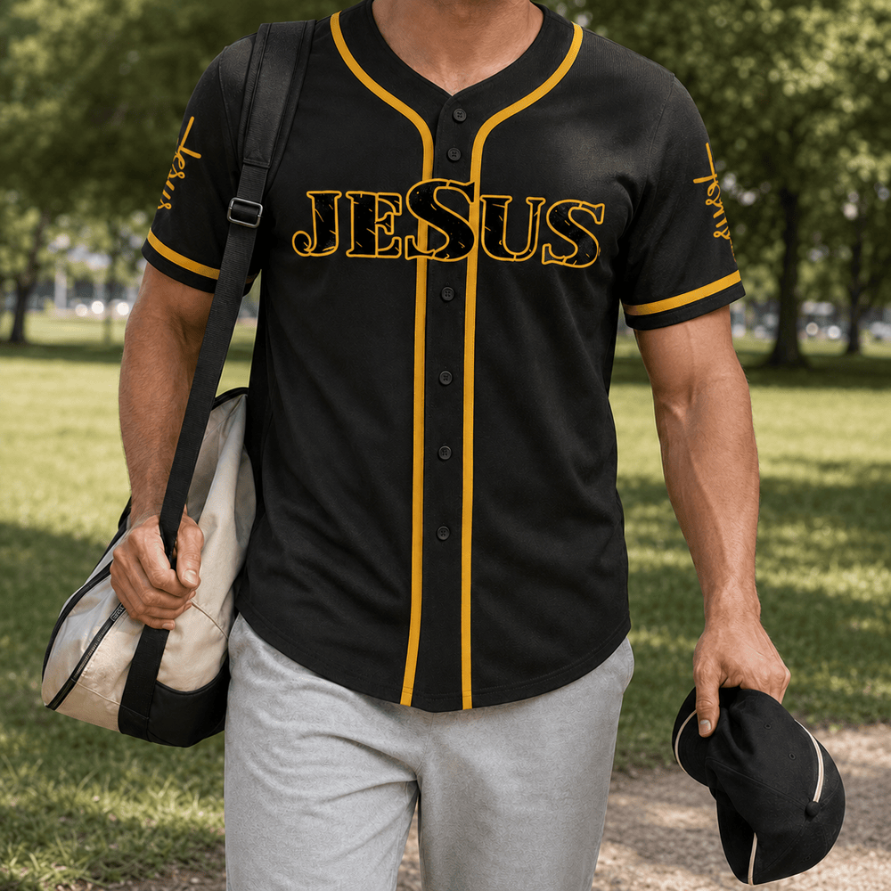 Christianartworkshop Jesus Cross Nail and Crown of Thorns Baseball Jersey - image 1