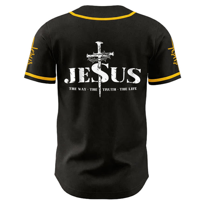 Christianartworkshop Jesus Cross Nail and Crown of Thorns Baseball Jersey - image 3