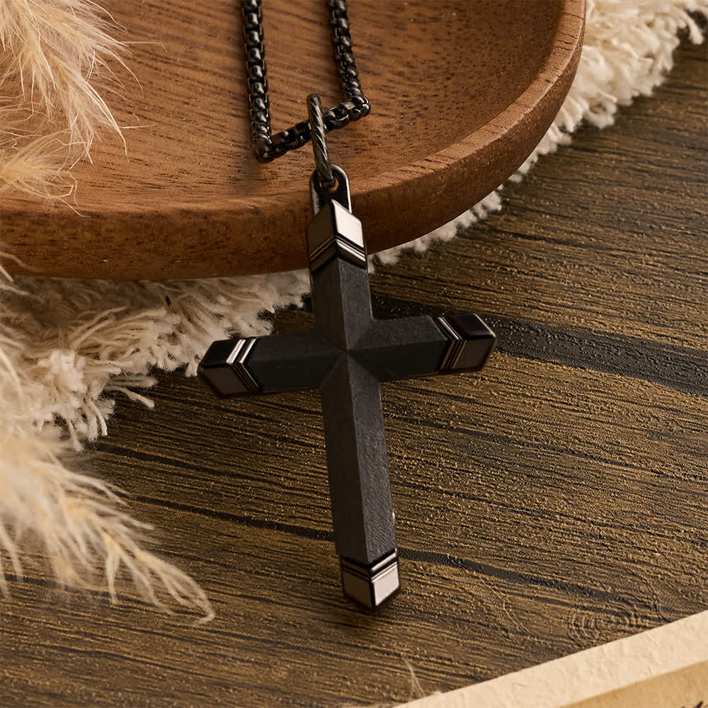 FREE Today: Multicolor Stainless Steel Inlaid Solid Wood Cross Pendant Box Chain Necklace - Solid Wood - Black - image 20