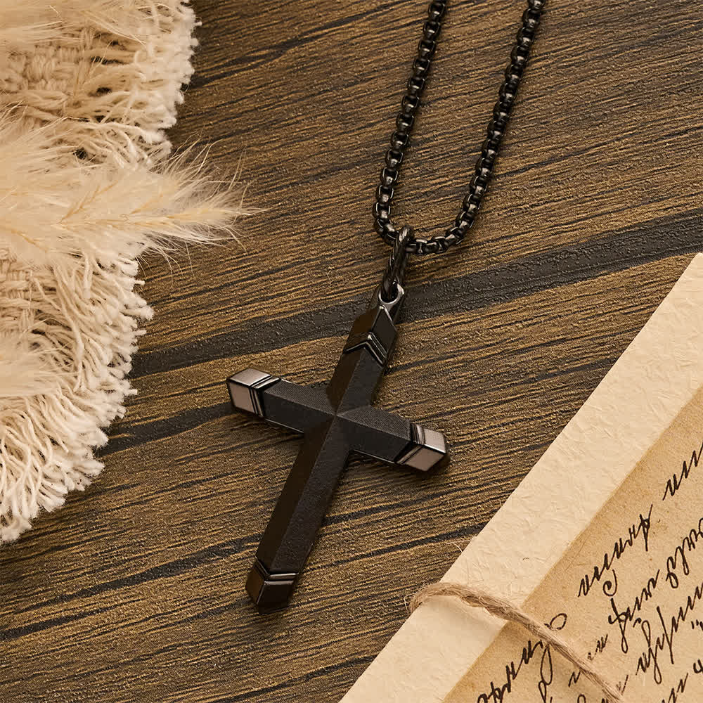 FREE Today: Two-Tone Stainless Steel Inlaid Solid Wood Cross Pendant Box Chain Necklace - image 16