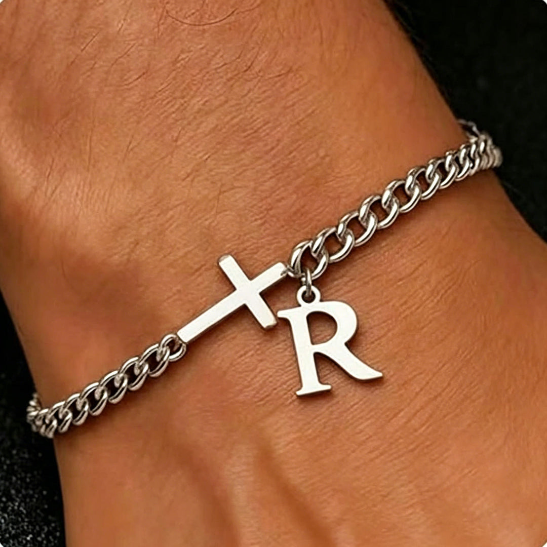 FREE Today: Letter Cross Curb Chain Bracelet: Personalized Emblem of Steadfast Heavenly Faith - R - image 19