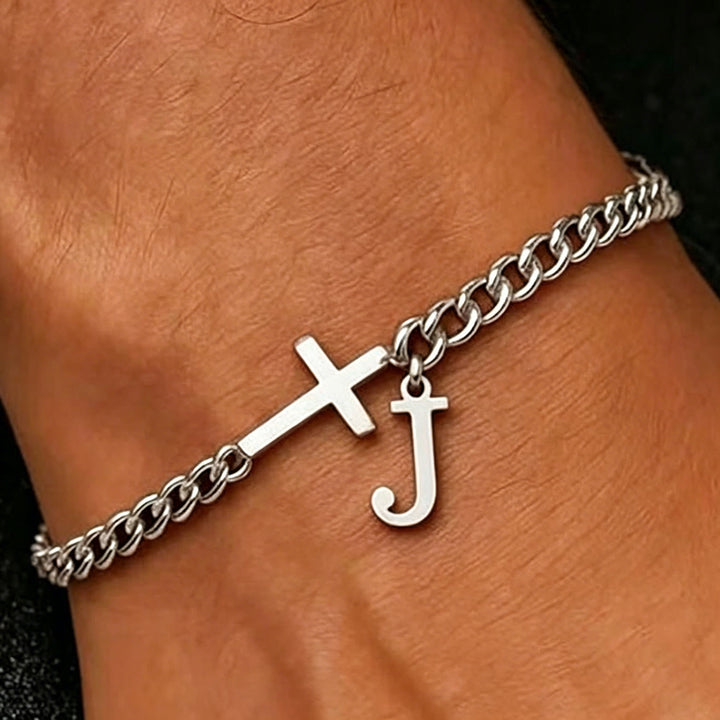 FREE Today: Letter Cross Curb Chain Bracelet: Personalized Emblem of Steadfast Heavenly Faith - J - image 11