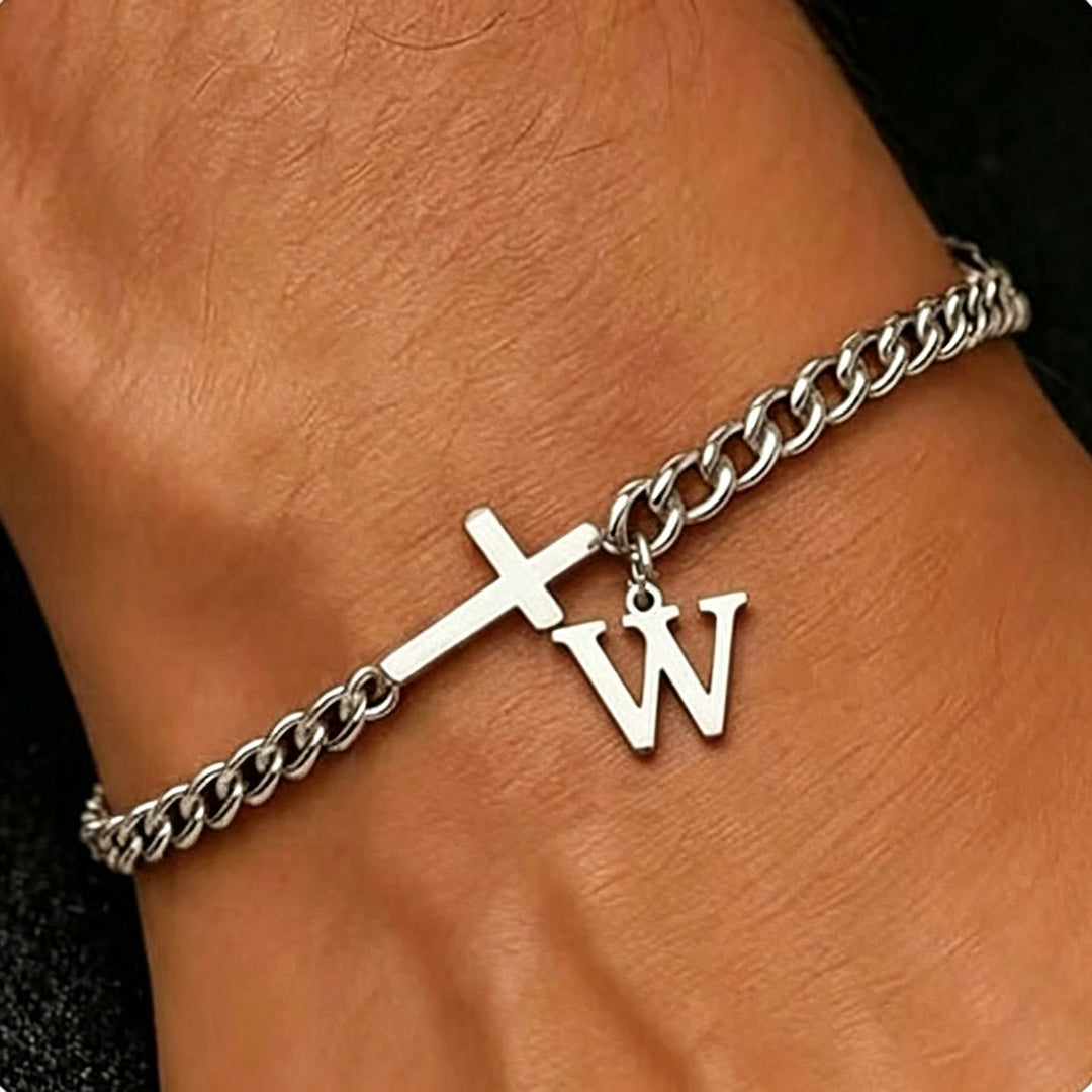 Christianartworkshop Letter Cross Curb Chain Bracelet: Personalized Emblem of Steadfast Heavenly Faith - W - image 24