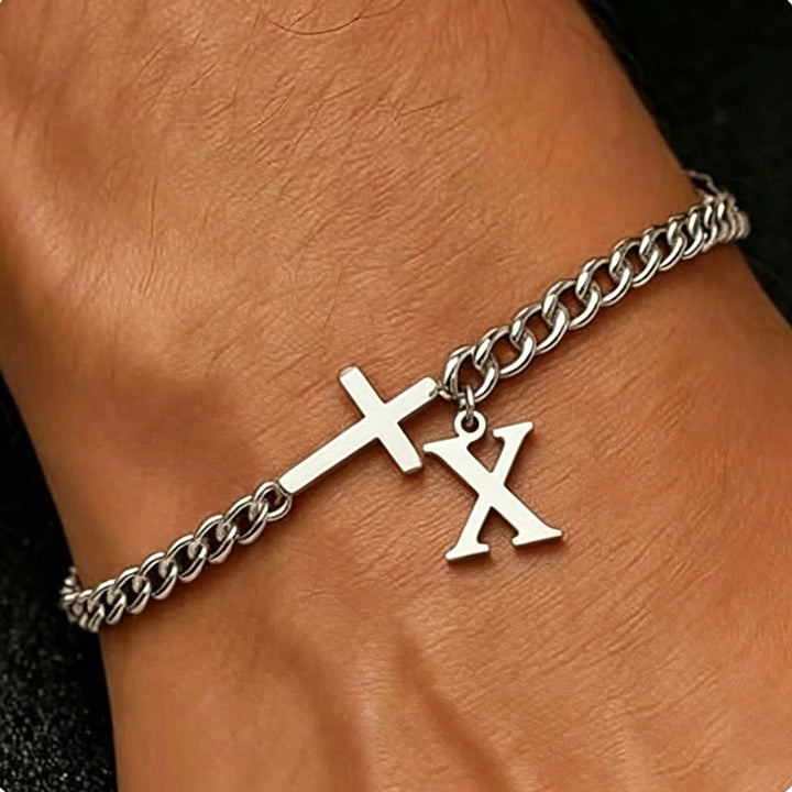 FREE Today: Letter Cross Curb Chain Bracelet: Personalized Emblem of Steadfast Heavenly Faith - X - image 25