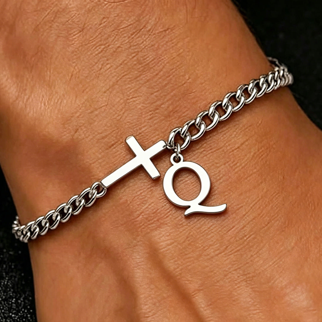 FREE Today: Letter Cross Curb Chain Bracelet: Personalized Emblem of Steadfast Heavenly Faith - Q - image 18