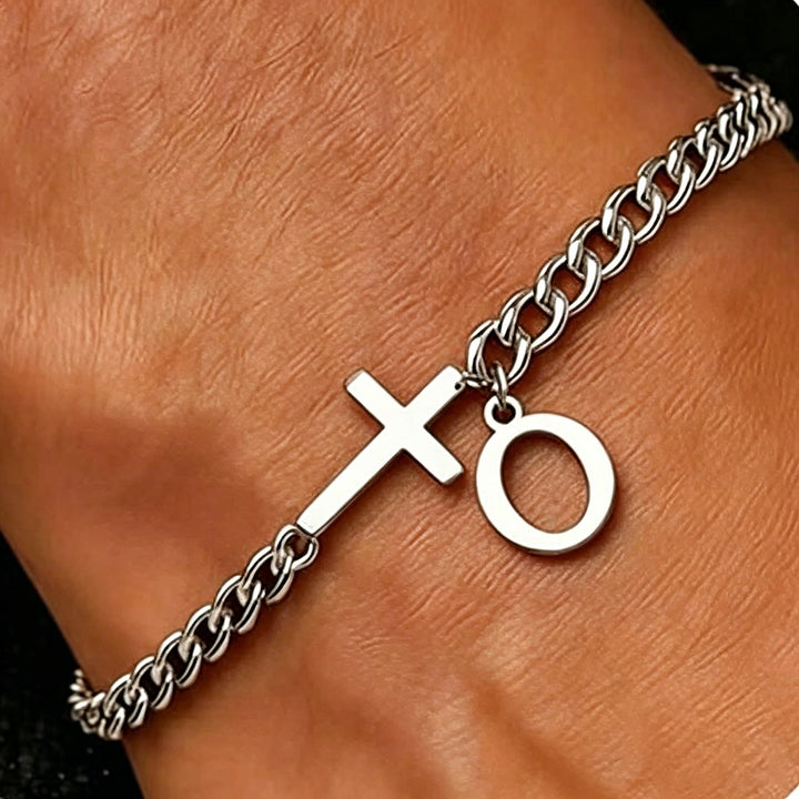FREE Today: Letter Cross Curb Chain Bracelet: Personalized Emblem of Steadfast Heavenly Faith - O - image 16