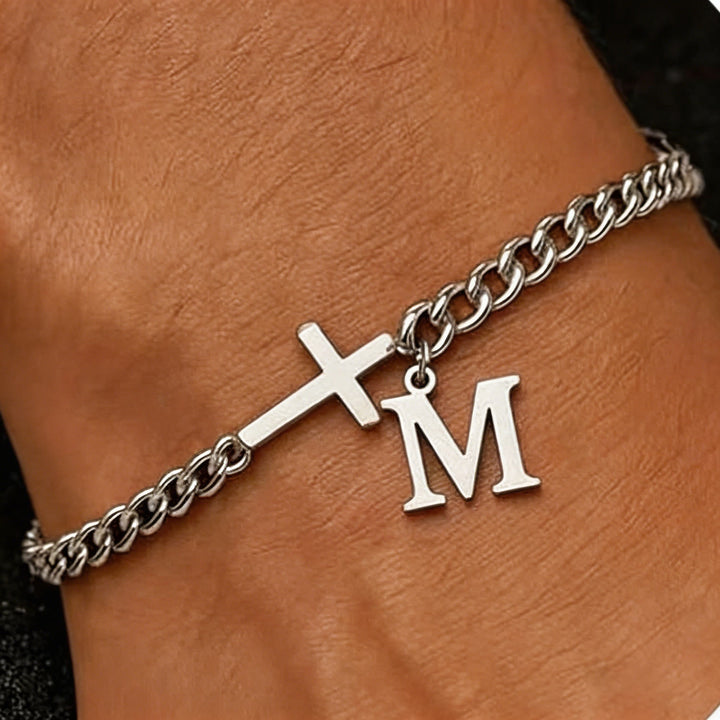 Christianartworkshop Letter Cross Curb Chain Bracelet: Personalized Emblem of Steadfast Heavenly Faith - M - image 14