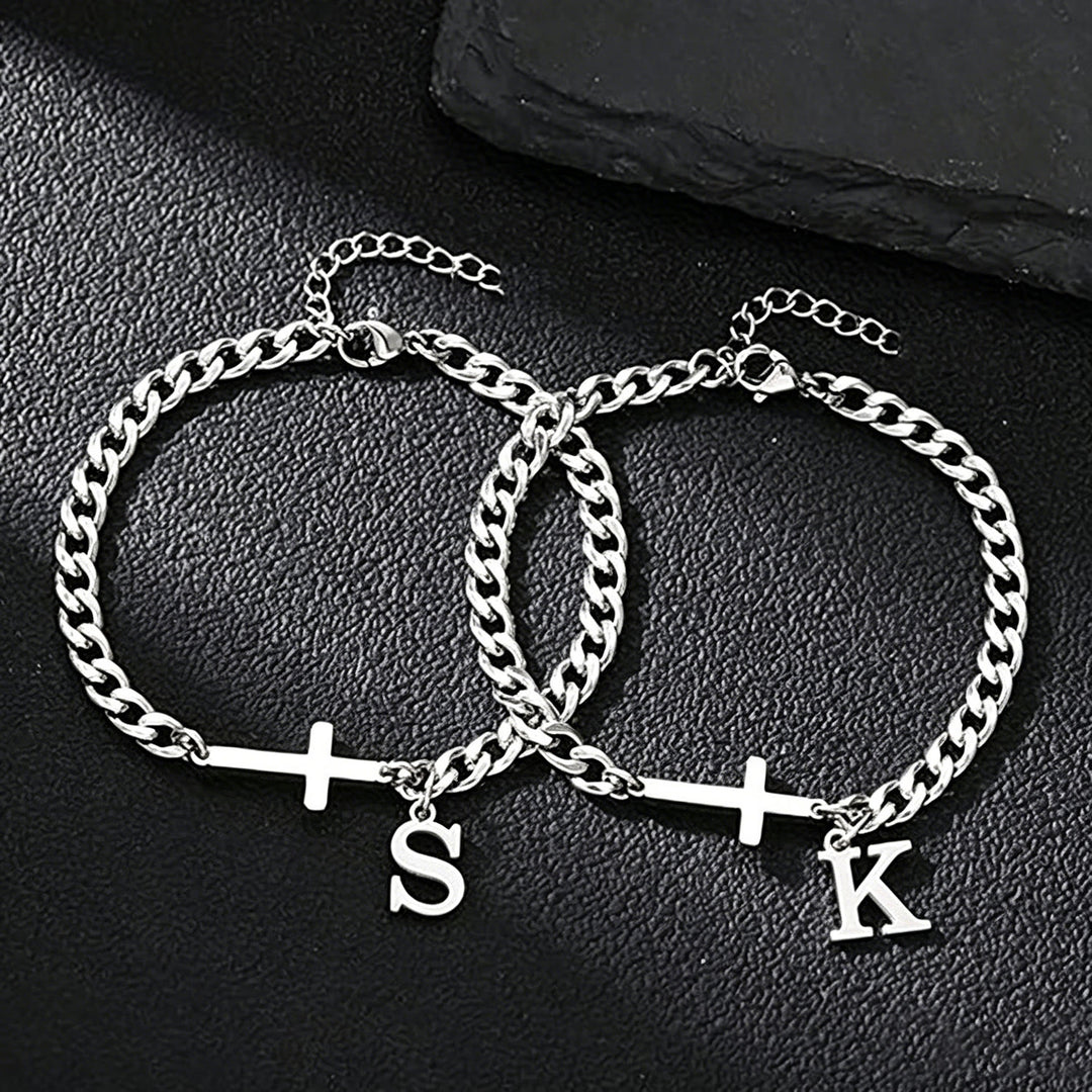 Christianartworkshop Letter Cross Curb Chain Bracelet: Personalized Emblem of Steadfast Heavenly Faith - image 27