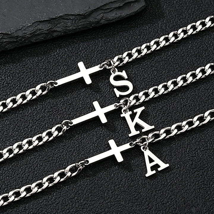 Christianartworkshop Letter Cross Curb Chain Bracelet: Personalized Emblem of Steadfast Heavenly Faith - image 26