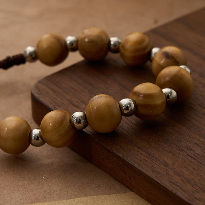 Christianartworkshop Cord Wood Crucifix Rosary Bracelet: Graceful Token of Quiet Prayerful Peace - image 2