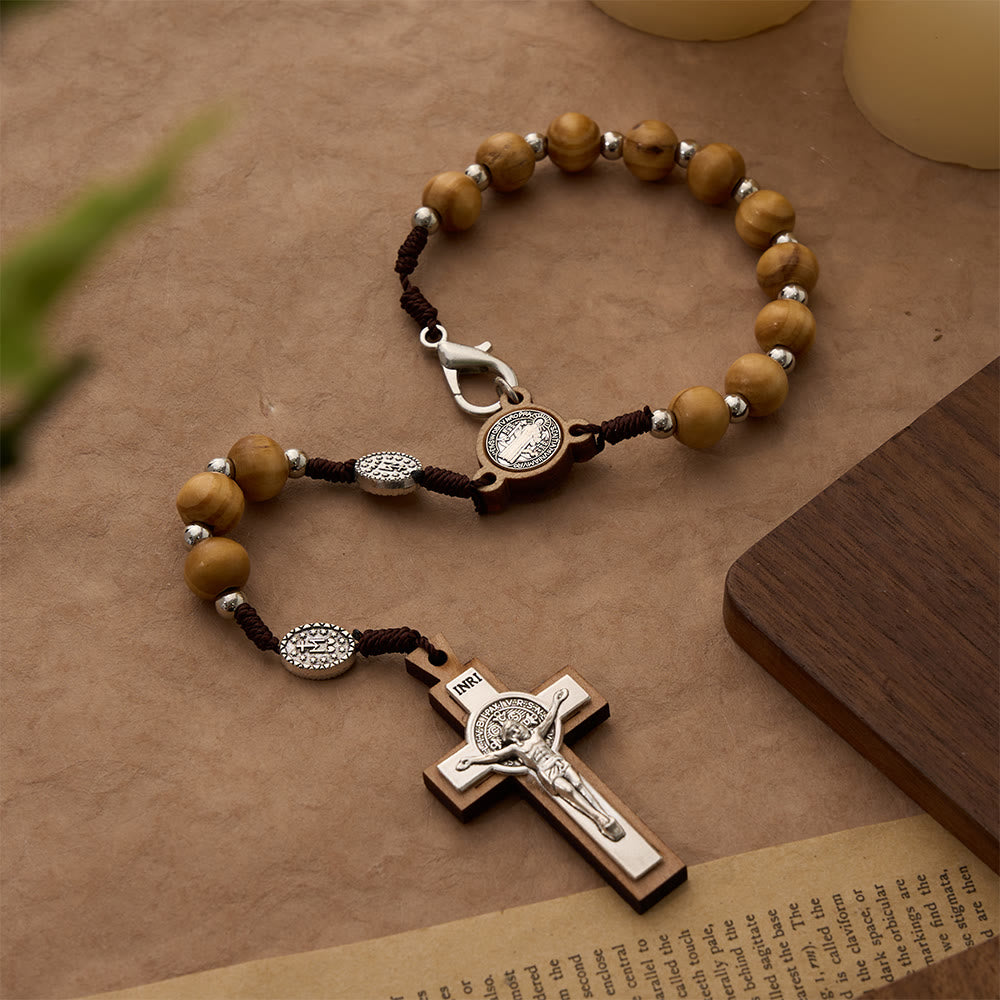 FREE Today: Cord Wood Crucifix Rosary Bracelet: Graceful Token of Quiet Prayerful Peace - image 1