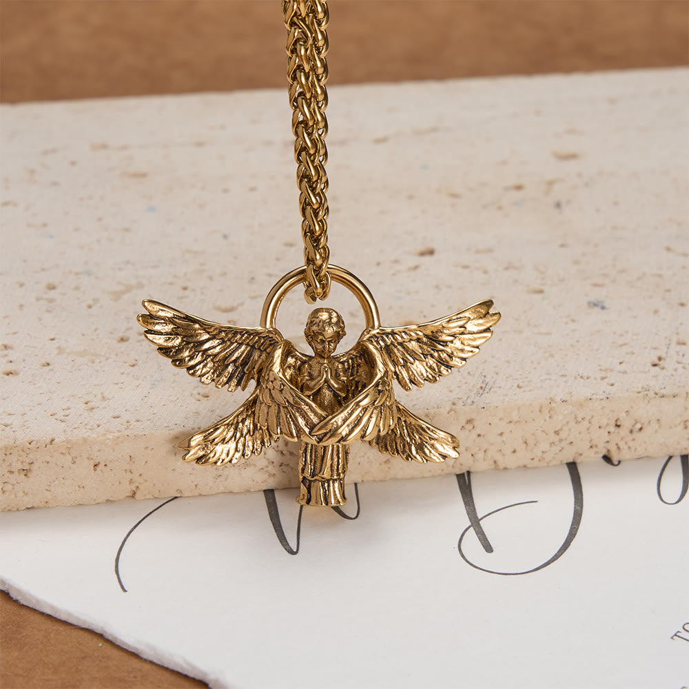 Christianartworkshop Six-Winged Seraph Angel Pendant Necklace: Timeless Emblem of Gentle Heavenly Guardianship - Golden - image 2
