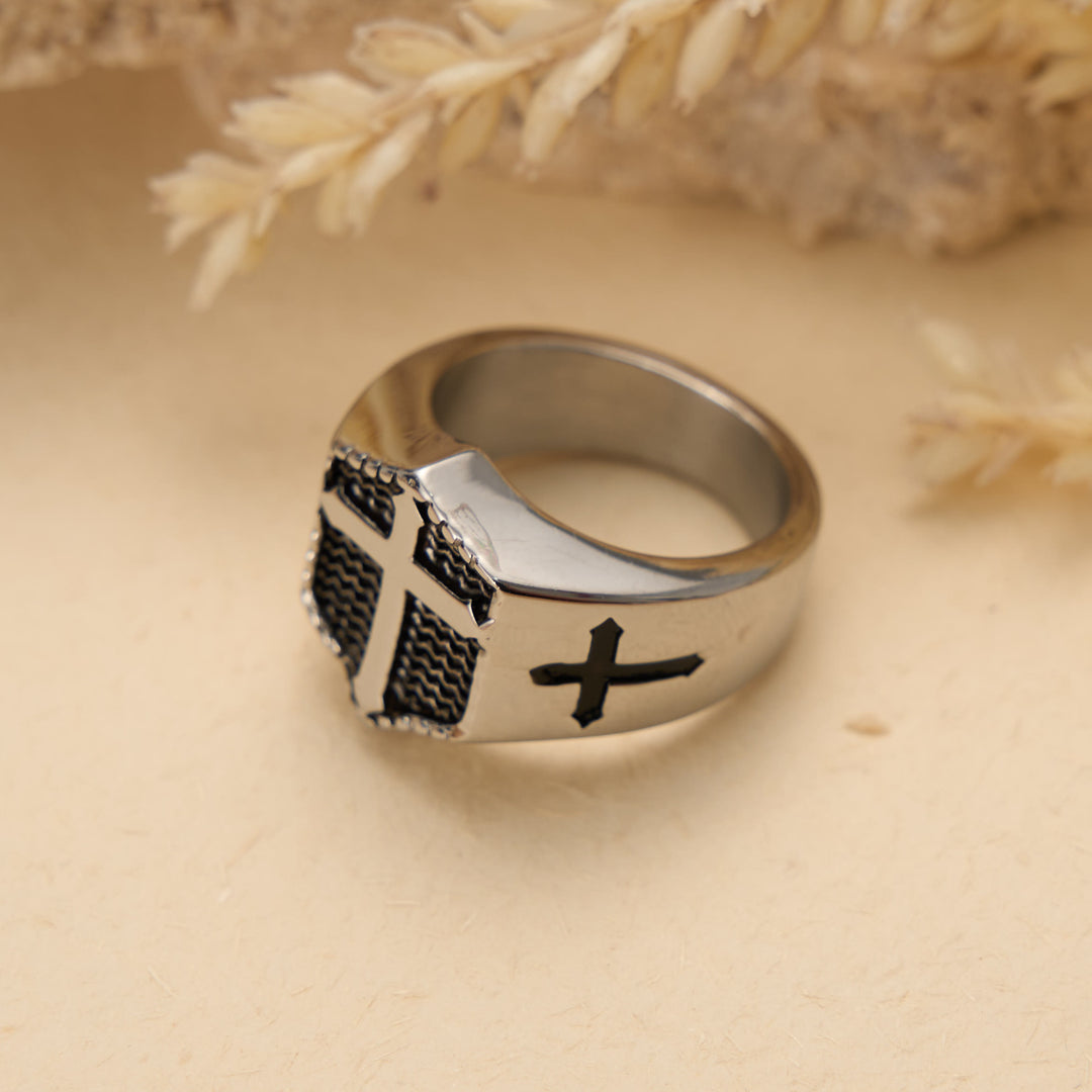 FREE Today: Shield Cross Embossed Signet Ring: Timeless Emblem of Unshakable Sacred Faith - image 4