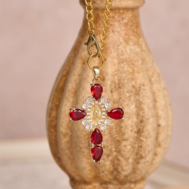 Christianartworkshop Mini Cowboy Hat Our Lady Crystal Cross Car Hanging Ornament: A Reminder of Merciful Divine Protection on Every Trip - image 3