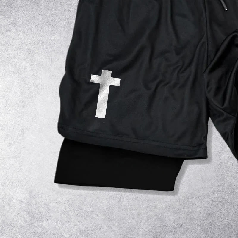 Christianartworkshop Philippians 4:13 Cross Vertical Scripture  Drawstring Faith Shorts - image 11