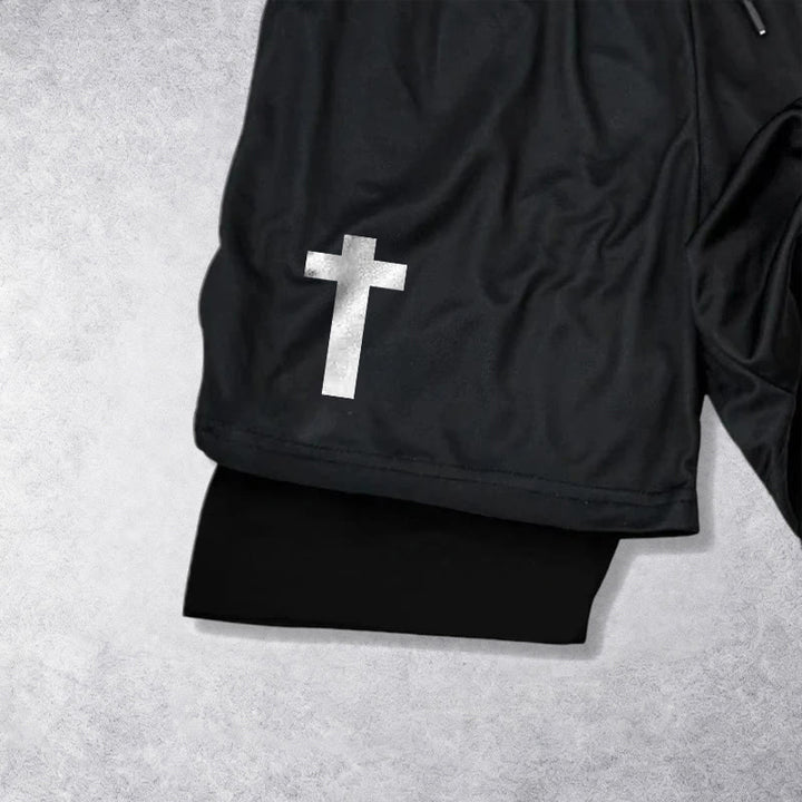 Christianartworkshop Philippians 4:13 Cross Vertical Scripture  Drawstring Faith Shorts - image 11